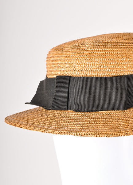 Tan and Black Straw Hat