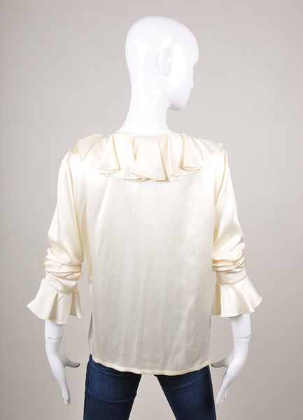 Silk Cream Ruffle Pirate Blouse