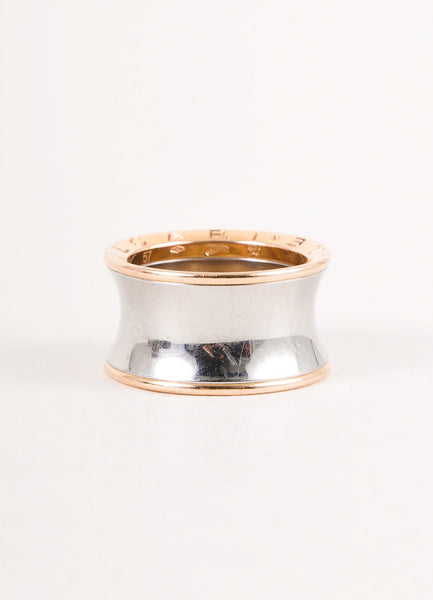 Silver and Gold Toned Etched "B.ZERO1" Ring