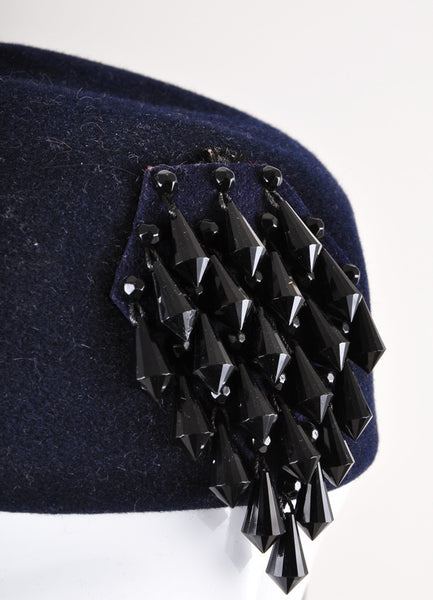 Navy Embellished Pillbox Hat