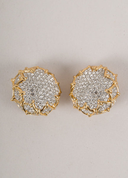 Gold and Silver Rhinestone Embellished Sunflower Earrings