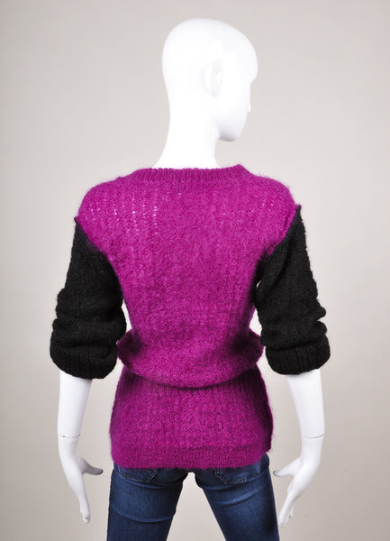 Purple and Black Color Block Peplum Knit Sweater