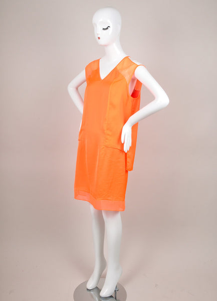 New With Tags Neon Orange Shoulder Cut Out Sleeveless Shift Dress