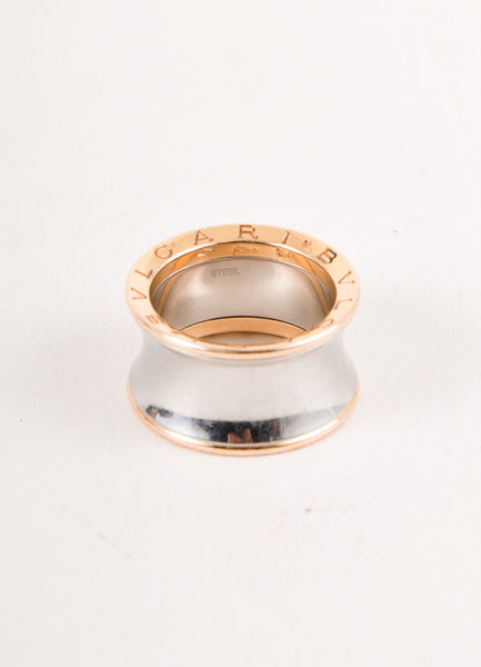 Silver and Gold Toned Etched "B.ZERO1" Ring