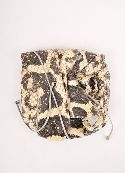 Black and Beige Snakeskin Ruched Small Crossbody Bag