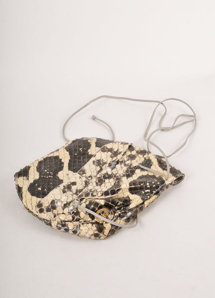 Black and Beige Snakeskin Ruched Small Crossbody Bag