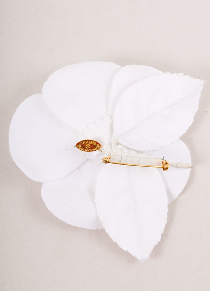 White Fabric Floral Pin