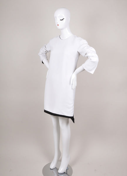 New With Tags White and Black Colorblock Long Sleeve Shift Dress