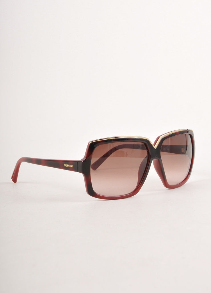 Maroon and Gold Geometric Frame Sunglasses