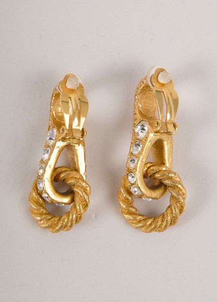 Gold and Silver Rhinestone Embellished Textured Drop Earrings