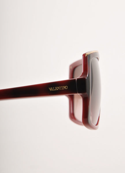 Maroon and Gold Geometric Frame Sunglasses