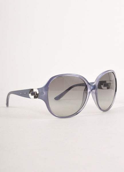 Blue Oversize Sunglasses With Black and White Embellishments