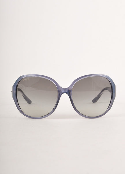 Blue Oversize Sunglasses With Black and White Embellishments