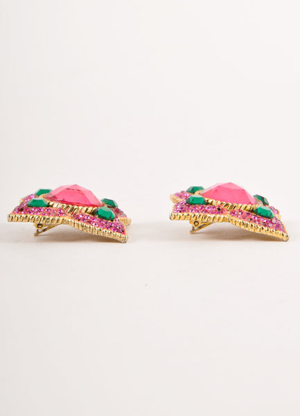 Gold, Pink, and Green Gemstone Earrings