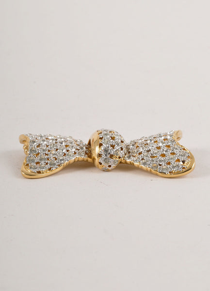 Gold and Silver Rhinestone Embellished Bow Pin