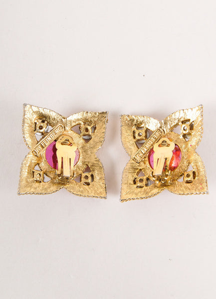 Gold, Pink, and Green Gemstone Earrings