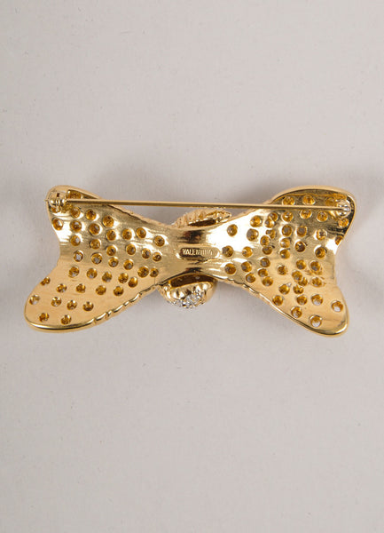 Gold and Silver Rhinestone Embellished Bow Pin