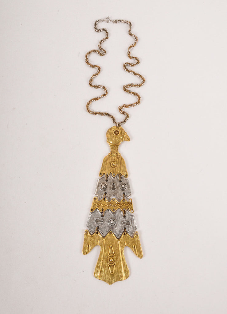 Vintage Gold and Silver Toned Bird Necklace