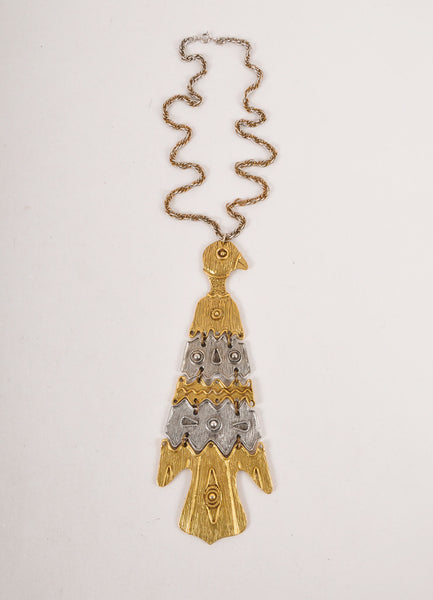 Vintage Gold and Silver Toned Bird Necklace