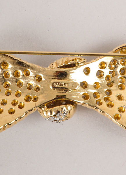 Gold and Silver Rhinestone Embellished Bow Pin