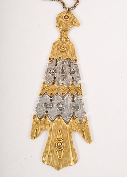 Vintage Gold and Silver Toned Bird Necklace
