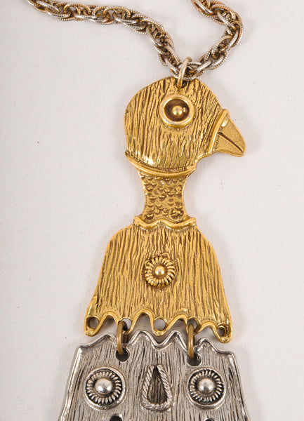 Vintage Gold and Silver Toned Bird Necklace