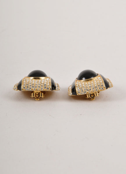 Black, Gold, and Silver Rhinestone Embellished Earrings