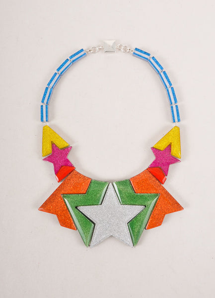 New Multicolor Glittery Pieced Star Statement Necklace