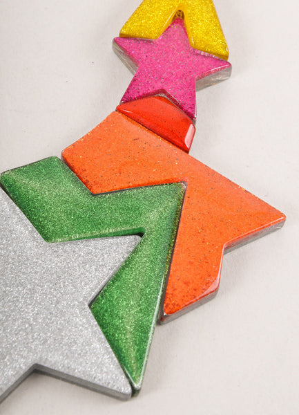 New Multicolor Glittery Pieced Star Statement Necklace