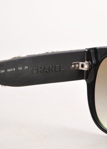 Black and Green Tweed "CC" Sunglasses