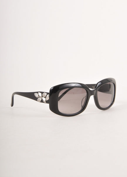 Black "Calypso" Sunglasses With Silver Geometric Stud Embellishment