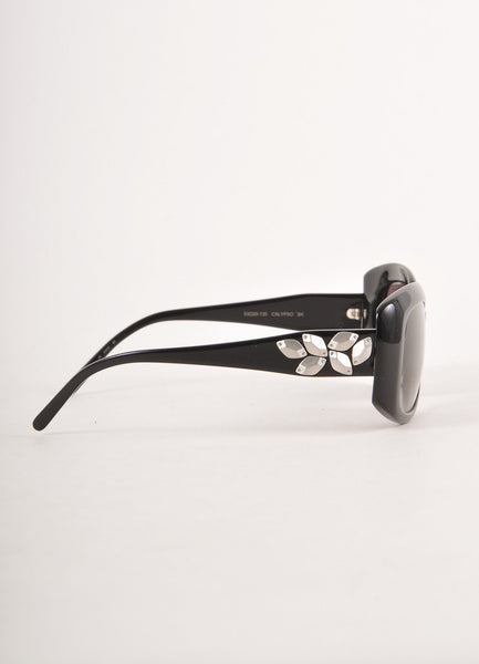 Black "Calypso" Sunglasses With Silver Geometric Stud Embellishment