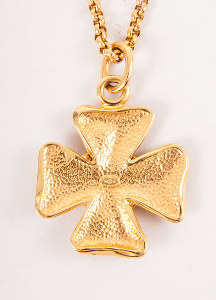 Gold Toned Four Leaf Clover "CC" Chain Necklace