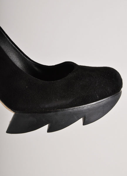 Black Suede Metallic Mirror Stiletto Pumps