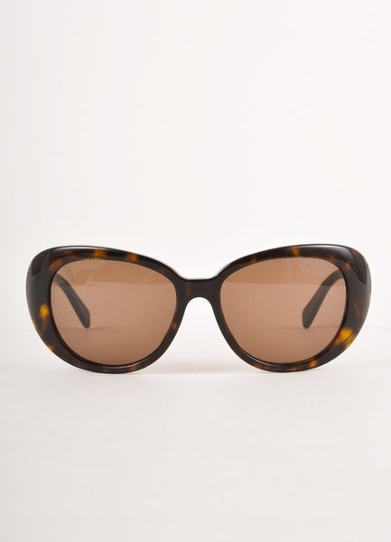 Brown and Dark Green Tortoiseshell Rhinestone Embellished Sunglasses