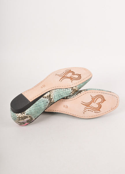 Teal, Black, and Pink Snakeskin Leather Flats