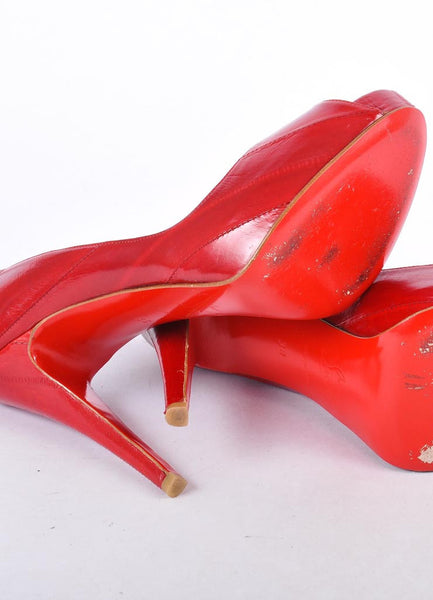 Red Eel Leather Peep Toe "Very Prive 120" Pumps