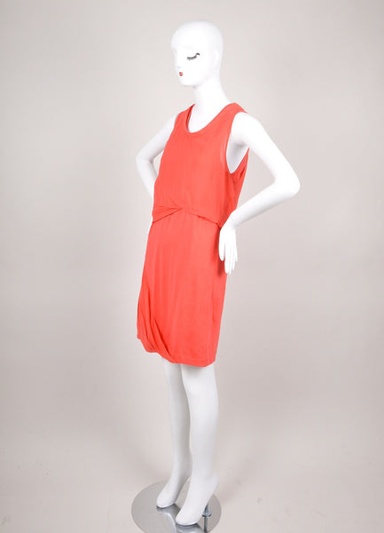 New With Tags Orange Sleeveless Asymmetric Twisted Layer Dress