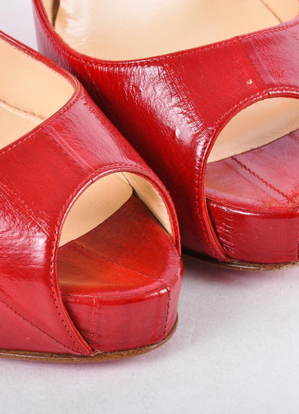 Red Eel Leather Peep Toe "Very Prive 120" Pumps