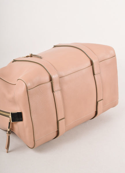 Taupe Leather "Madeleine" Duffel Bag