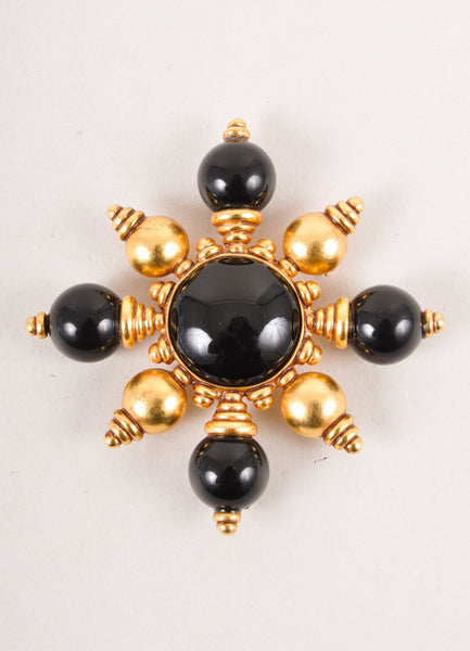 Black and Gold Toned Sunburst Pin