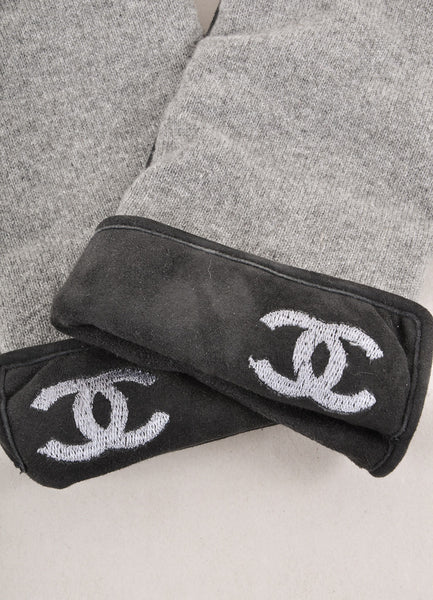 Grey Cashmere and Suede "CC" Gloves