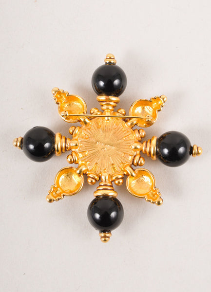 Black and Gold Toned Sunburst Pin