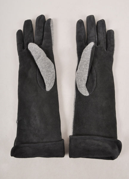 Grey Cashmere and Suede "CC" Gloves