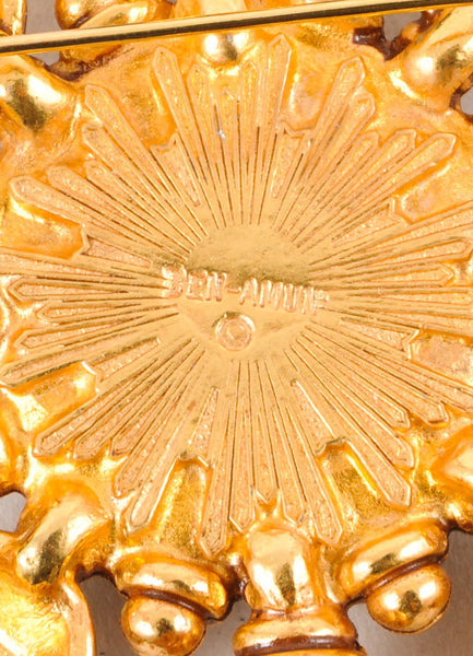 Black and Gold Toned Sunburst Pin