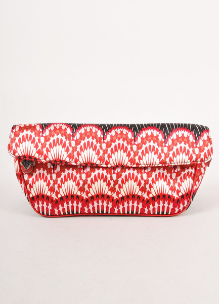 Red, White, and Black Printed Clutch