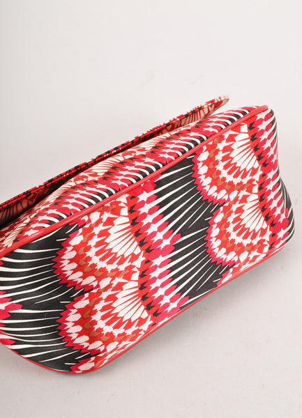 Red, White, and Black Printed Clutch