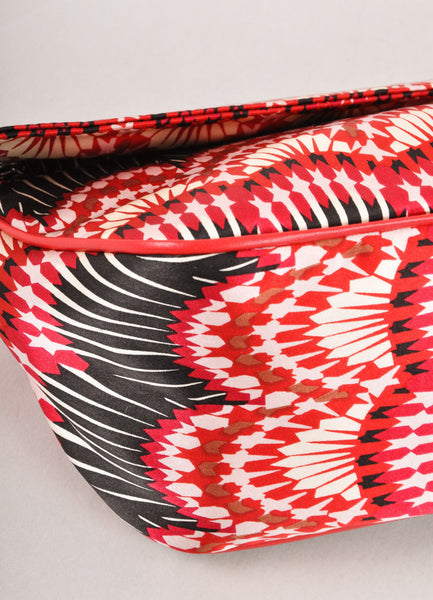 Red, White, and Black Printed Clutch