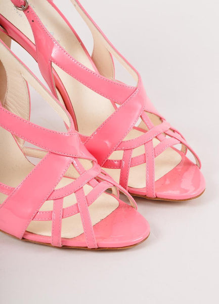 New Without Box Pink Patent Leather Strappy Heel Sandals