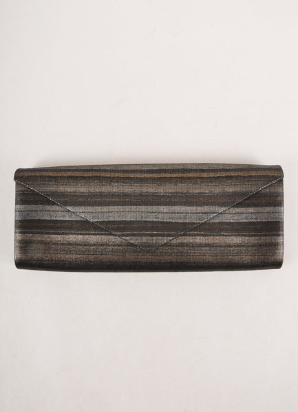 Black, Bronze, and Brown Stripe Convertible Leather Envelope Clutch